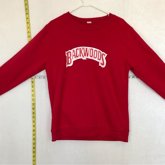 Vintage Red Long Sleeve Crew Neck Backwoods Sweatshirt Pullover Unisex Womens - Picture 5 of 5